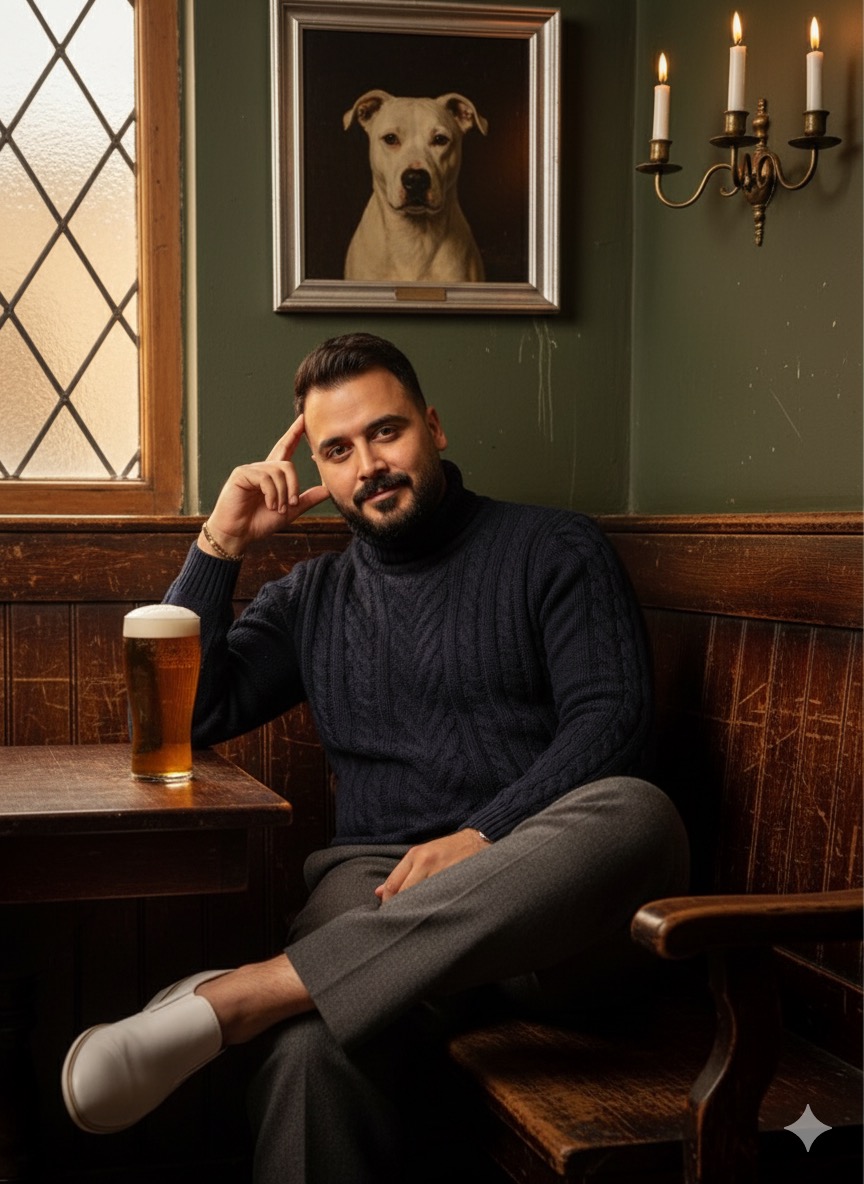 Soft smile in pub
