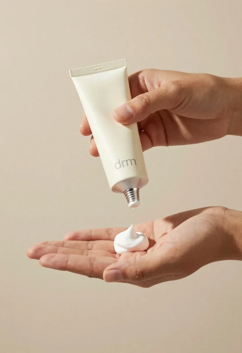 Close-up Shot Pair Hands Dispensing White Cream From Tube Into
