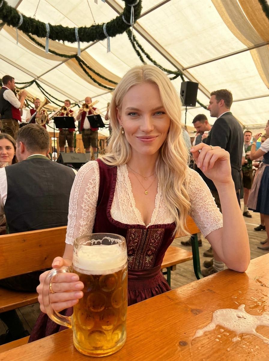 Bavarian Beer Tent Fashion Editorial Crowded Afternoon Festival
