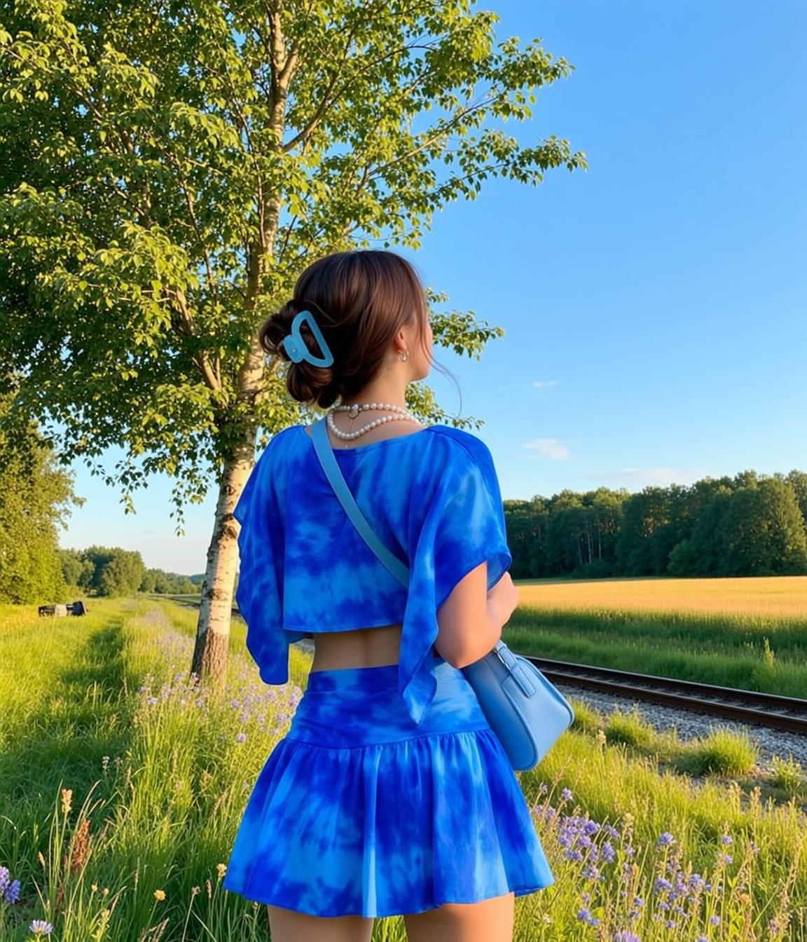 Blue Tie Dye Field Look
