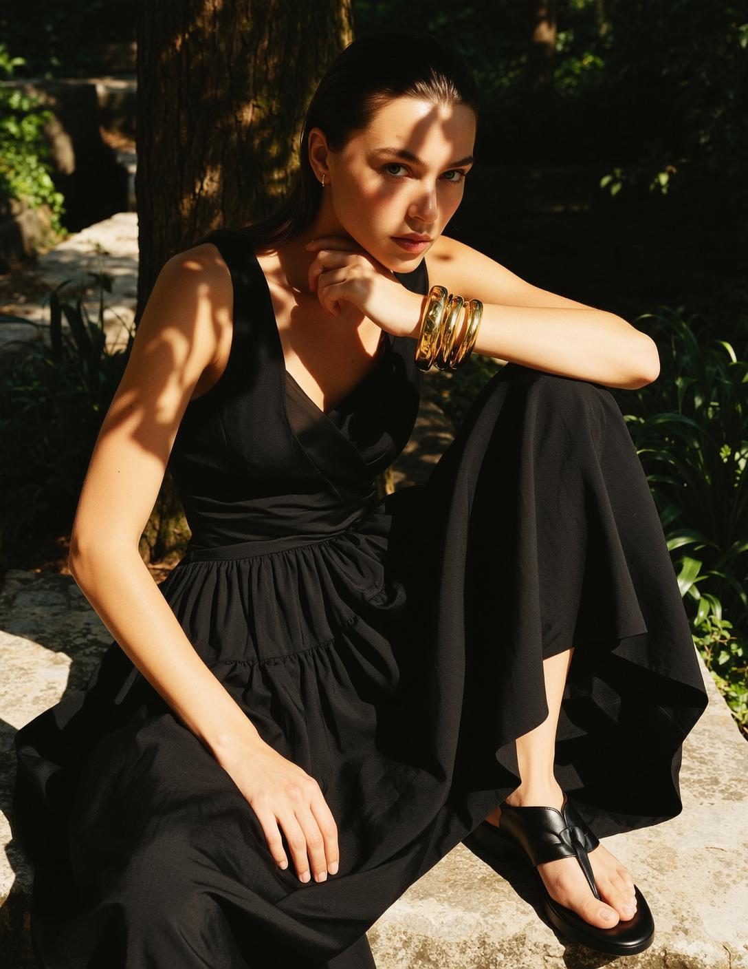 Black Tiered Dress Sun
