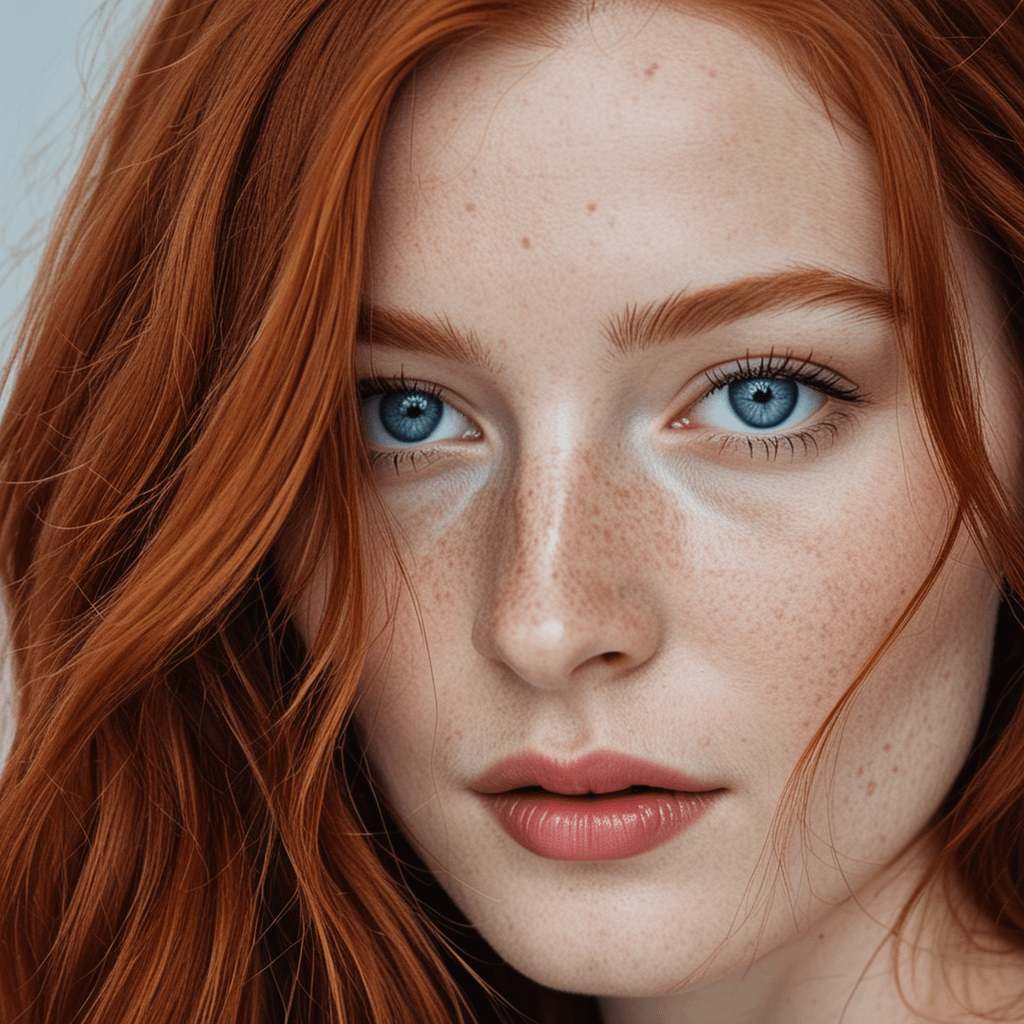 Close Up Copper Red Hair Freckles Soft Lighting