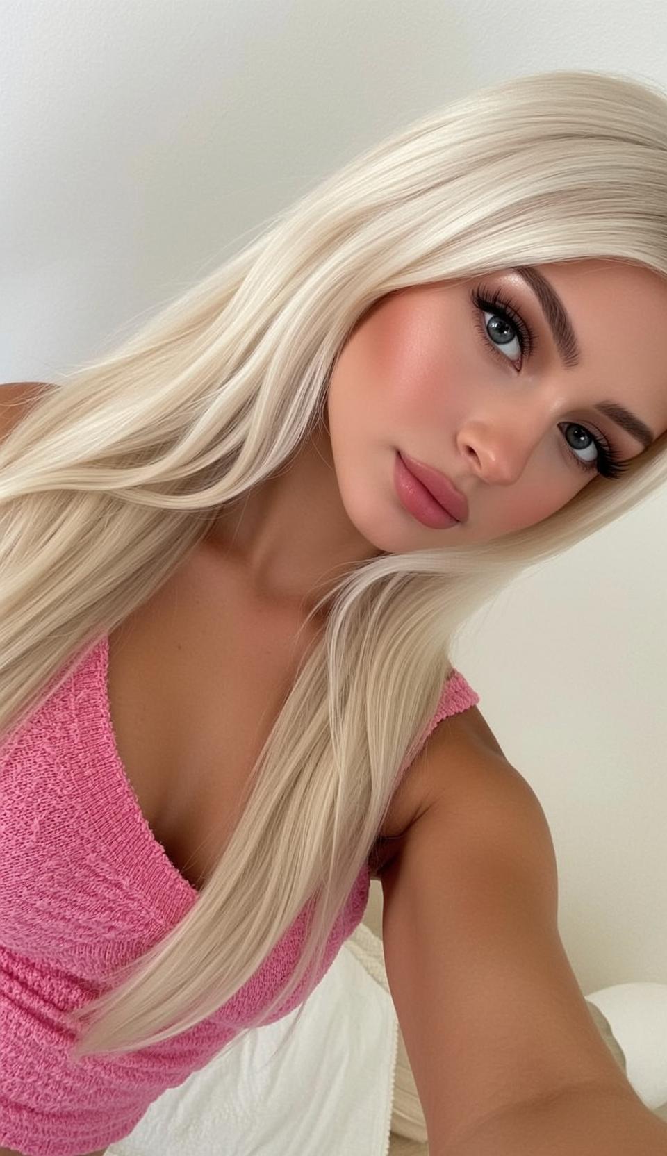 Pink Knit Bed Portrait