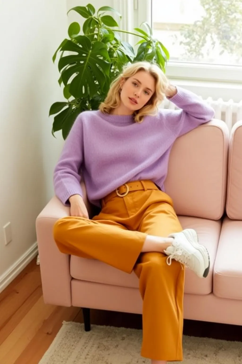 Earrings With A Purple Sweater