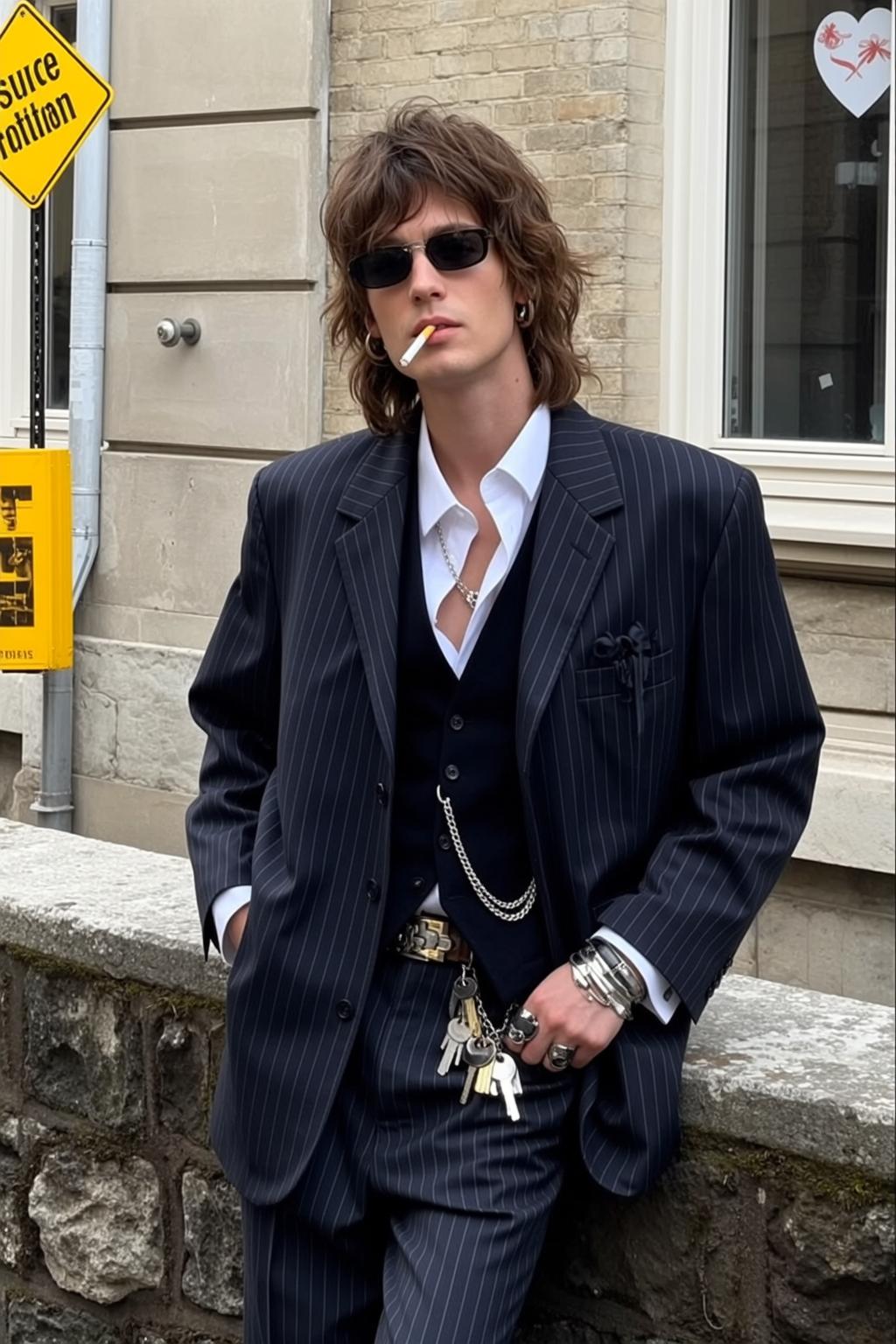 White Shirt and Suit Pants Street