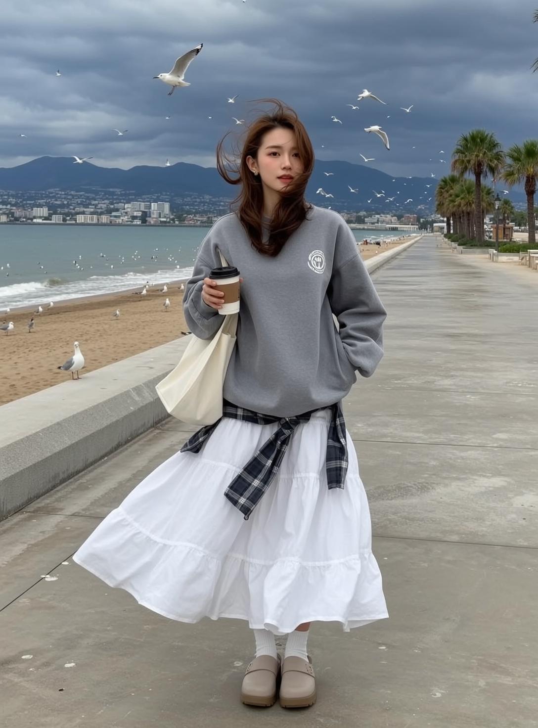 Casual Young East Asian Long Brown Wavy
