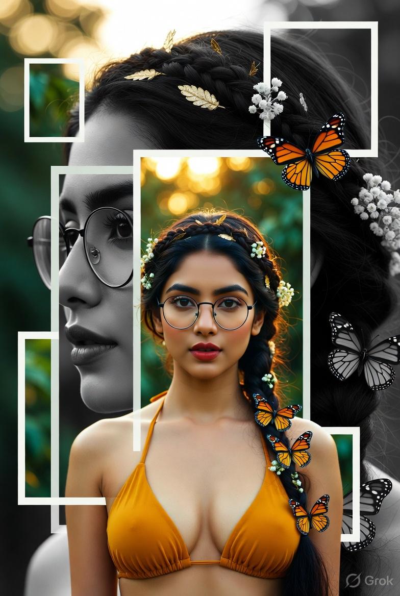 Monarch Butterflies Golden Hour Portrait Layered Frames