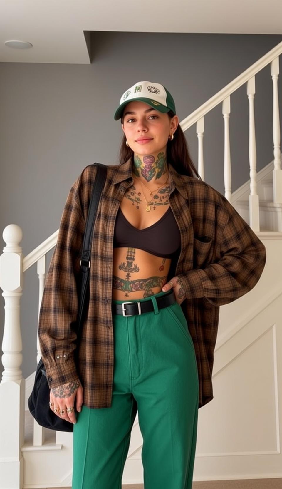 Casual Young Long Dark Brown Fair Plaid