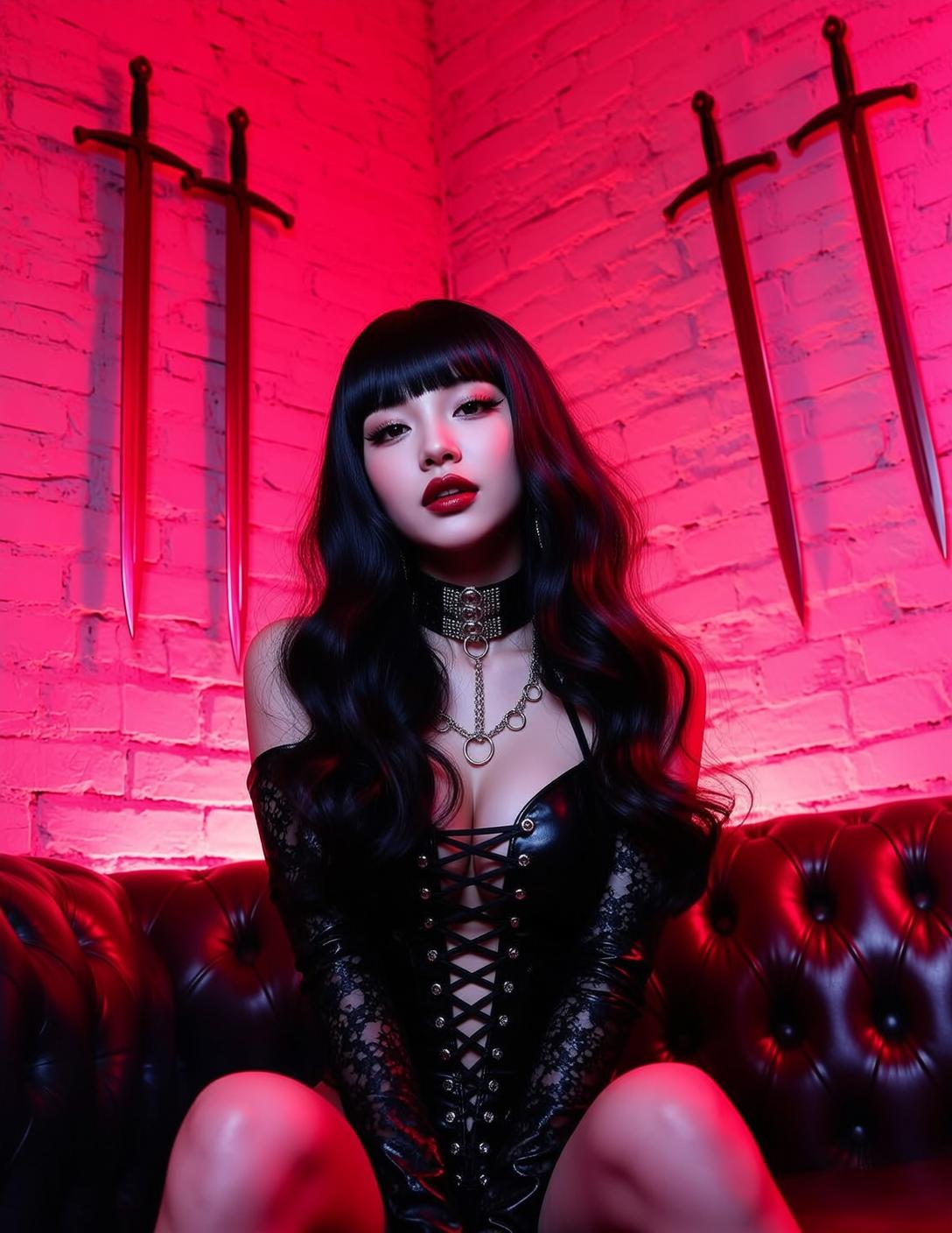 Black Corset Leather Couch