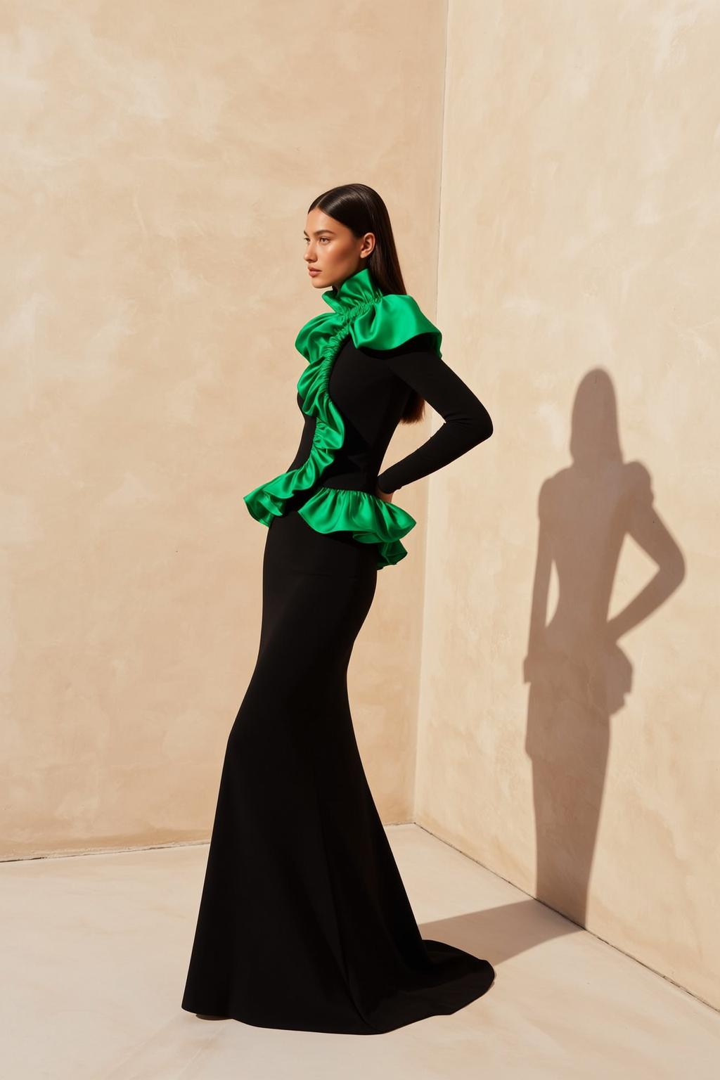 Black Ruffled Top Studio Portrait