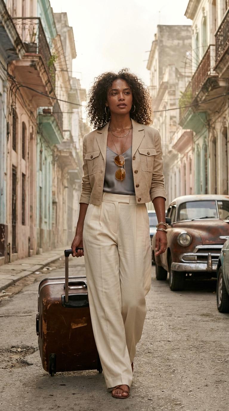 Walking Old Havana Side Street Golden Haze