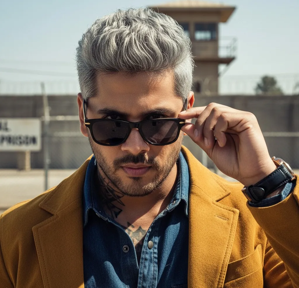 Tattoos And Sunglasses In Rugged Portrait