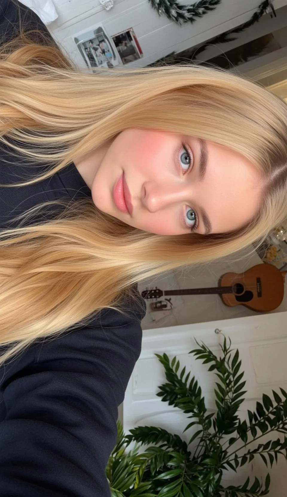 Explore Close-up High-angle Selfie Shows Her Head