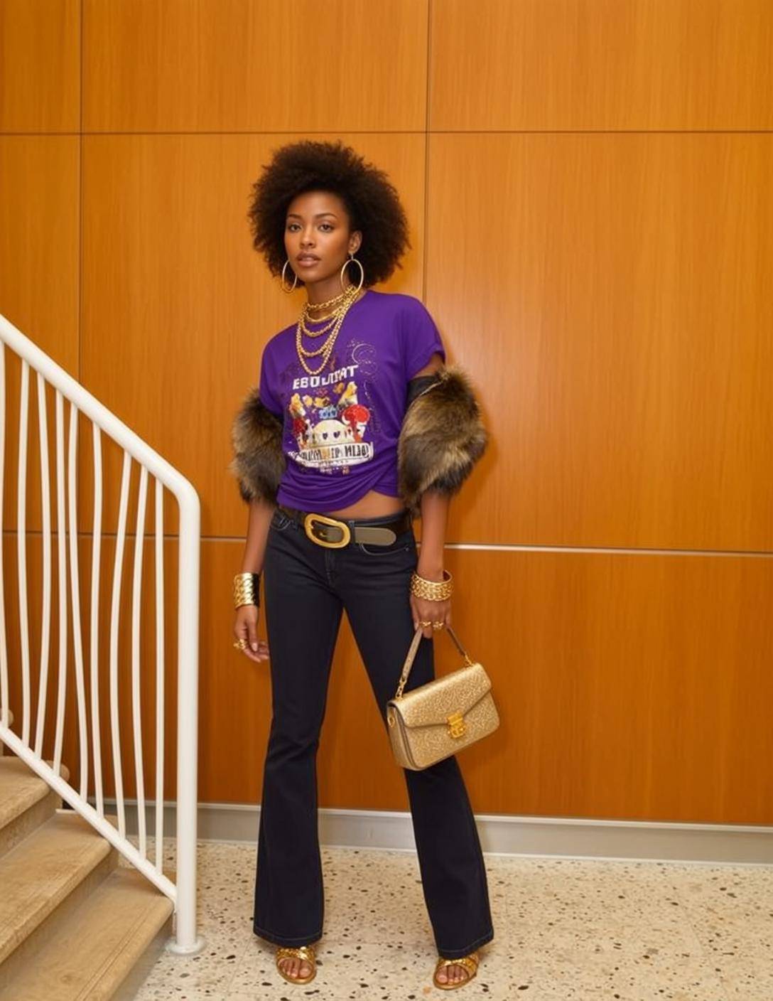 Graphic Tee Flare Jeans Hallway