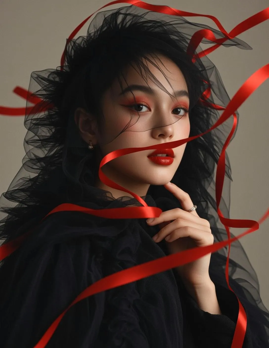 Makeup Earrings And Rings In Satin Portrait