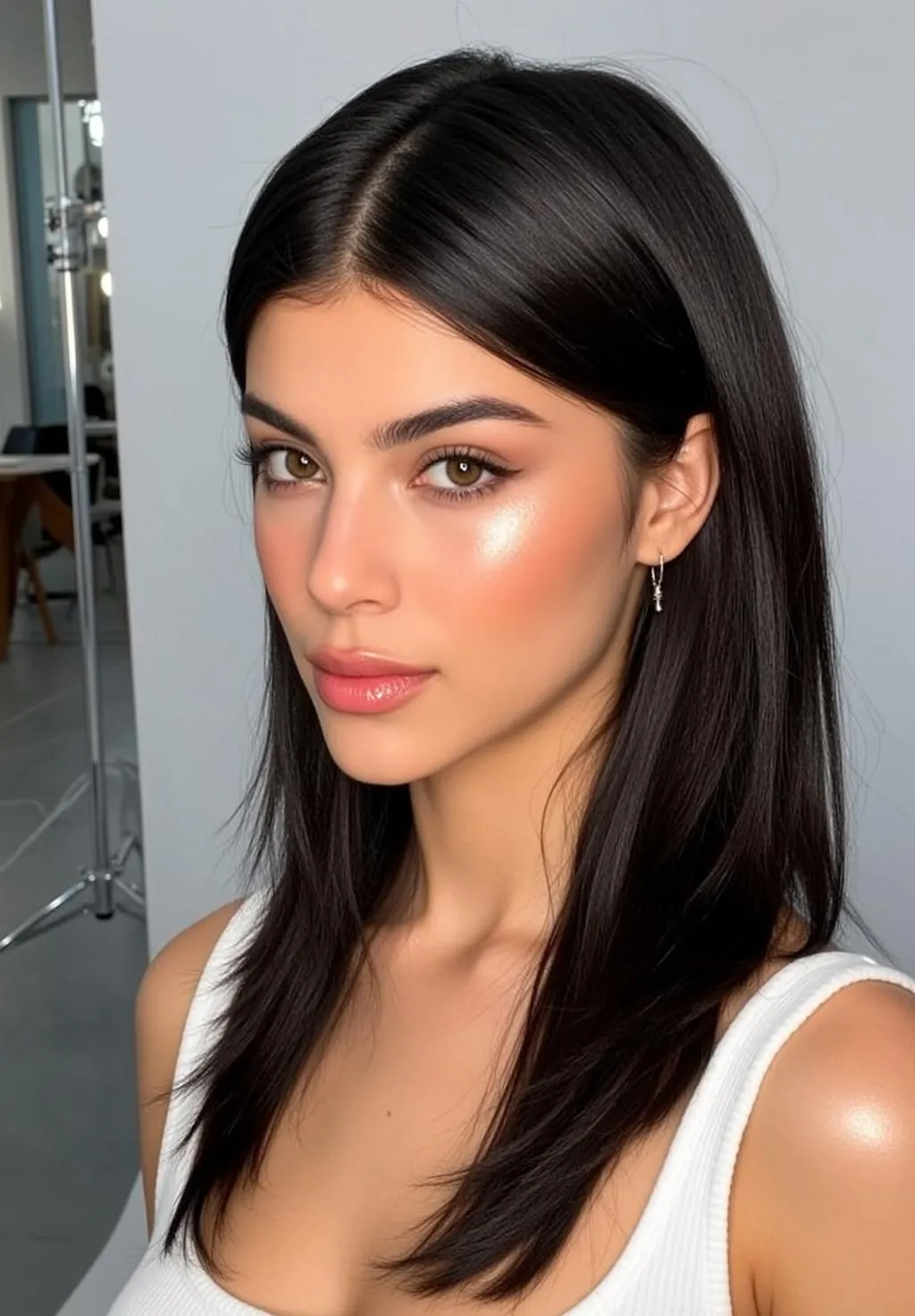 Makeup And Earrings In Studio Portrait