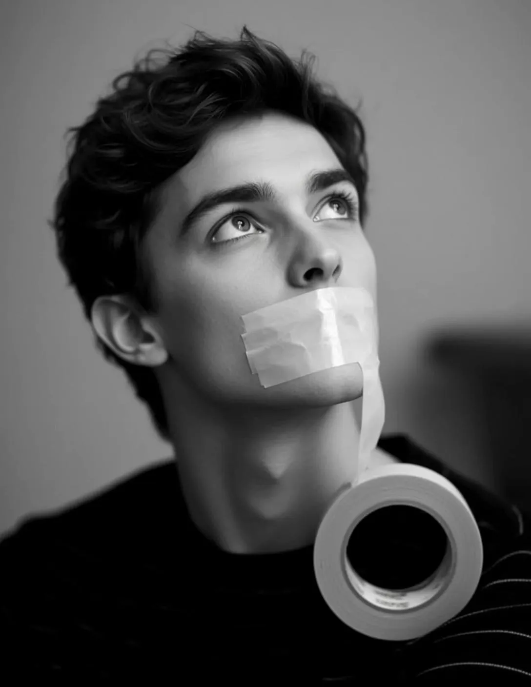 Medium Shot Portrait Orientation Black And White Photograph Young Man