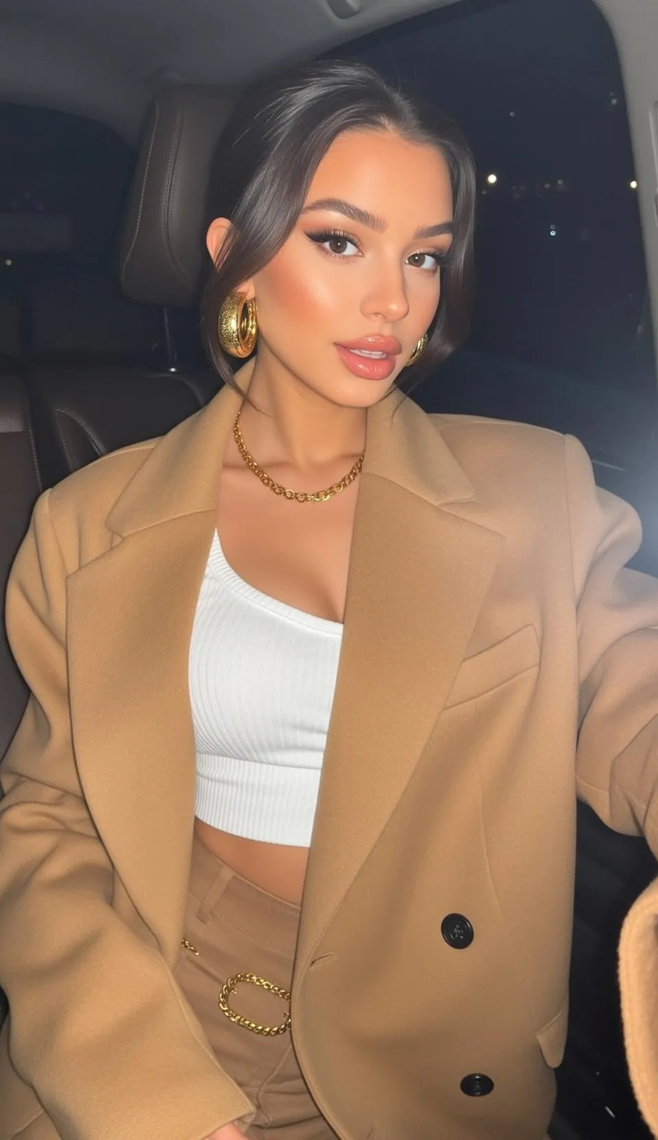 Makeup Earrings And Necklace In Blazer Portrait