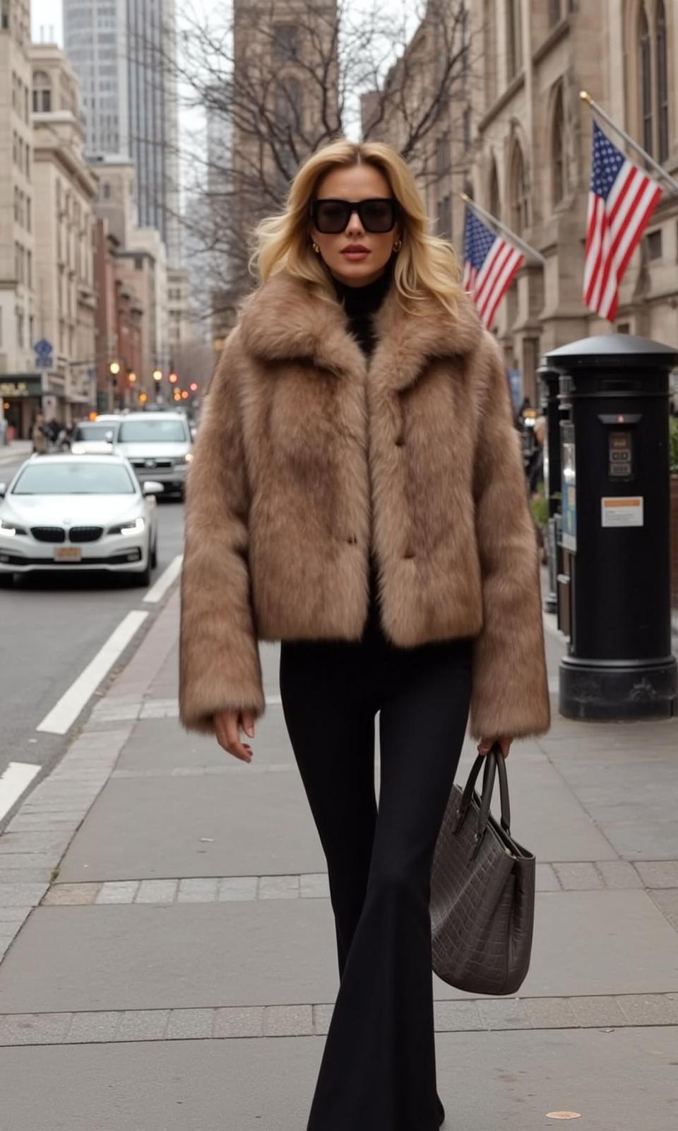 Explore Walks Towards City Sidewalk Her Body