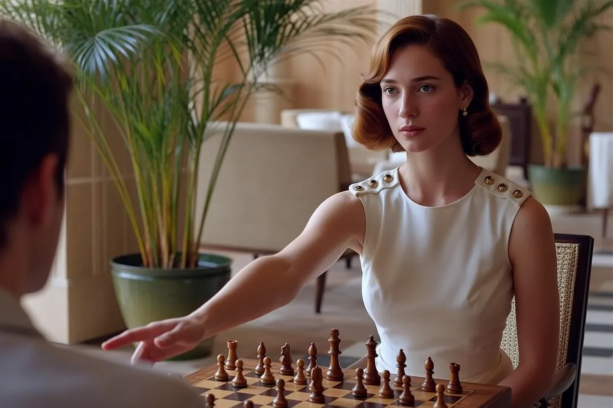 Chessboard Cream Dress Gesture