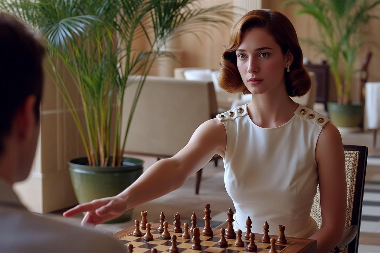 Chessboard Cream Dress Gesture