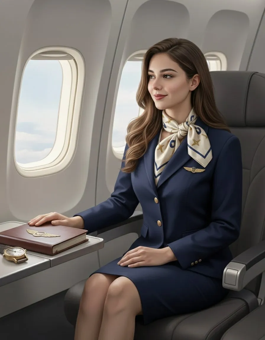 Jet-Set Elegance: A Flight Attendant's Smile in the Sky