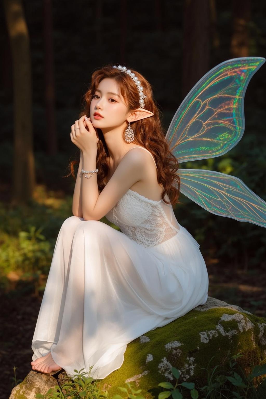 Fairycore Young Long Wavy Auburn Hair Fair