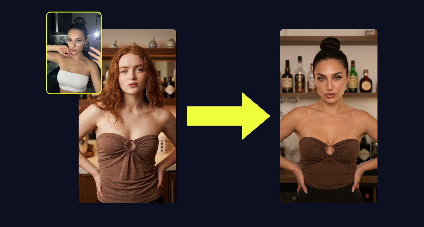 Lily remix walkthrough for Strapless Brown Top Ring Detail Confident Pose