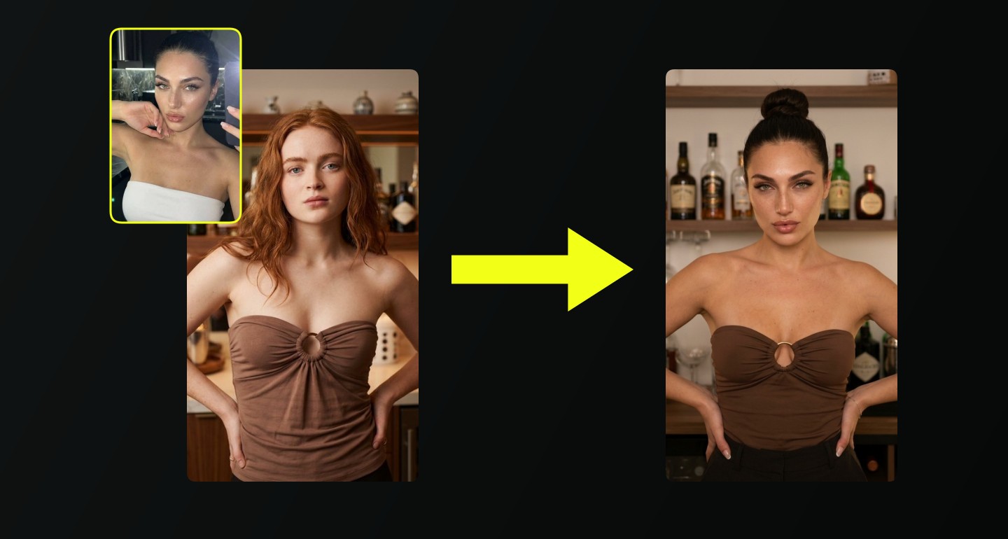 Lily remix walkthrough for Strapless Brown Top Ring Detail Confident Pose