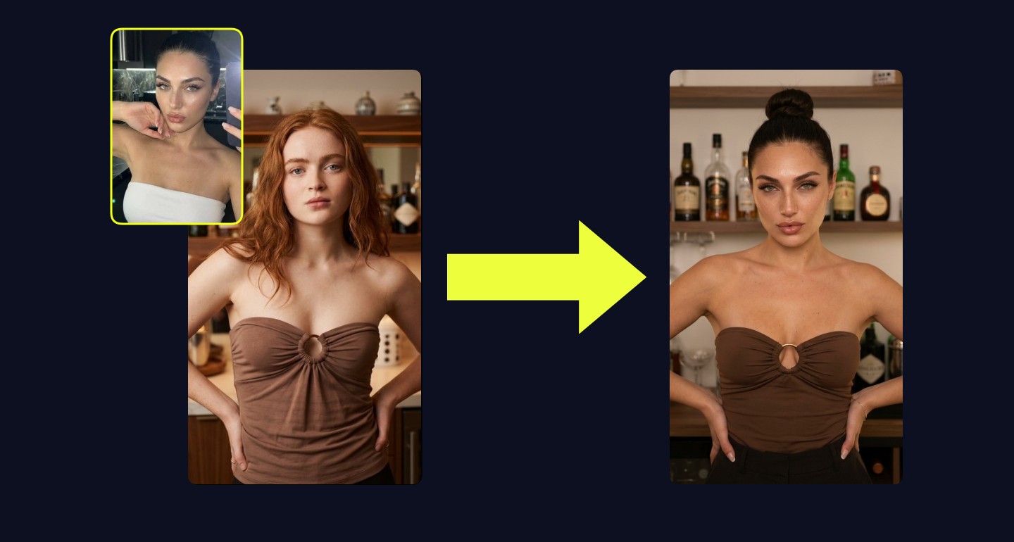Lily remix walkthrough for Strapless Brown Top Ring Detail Confident Pose