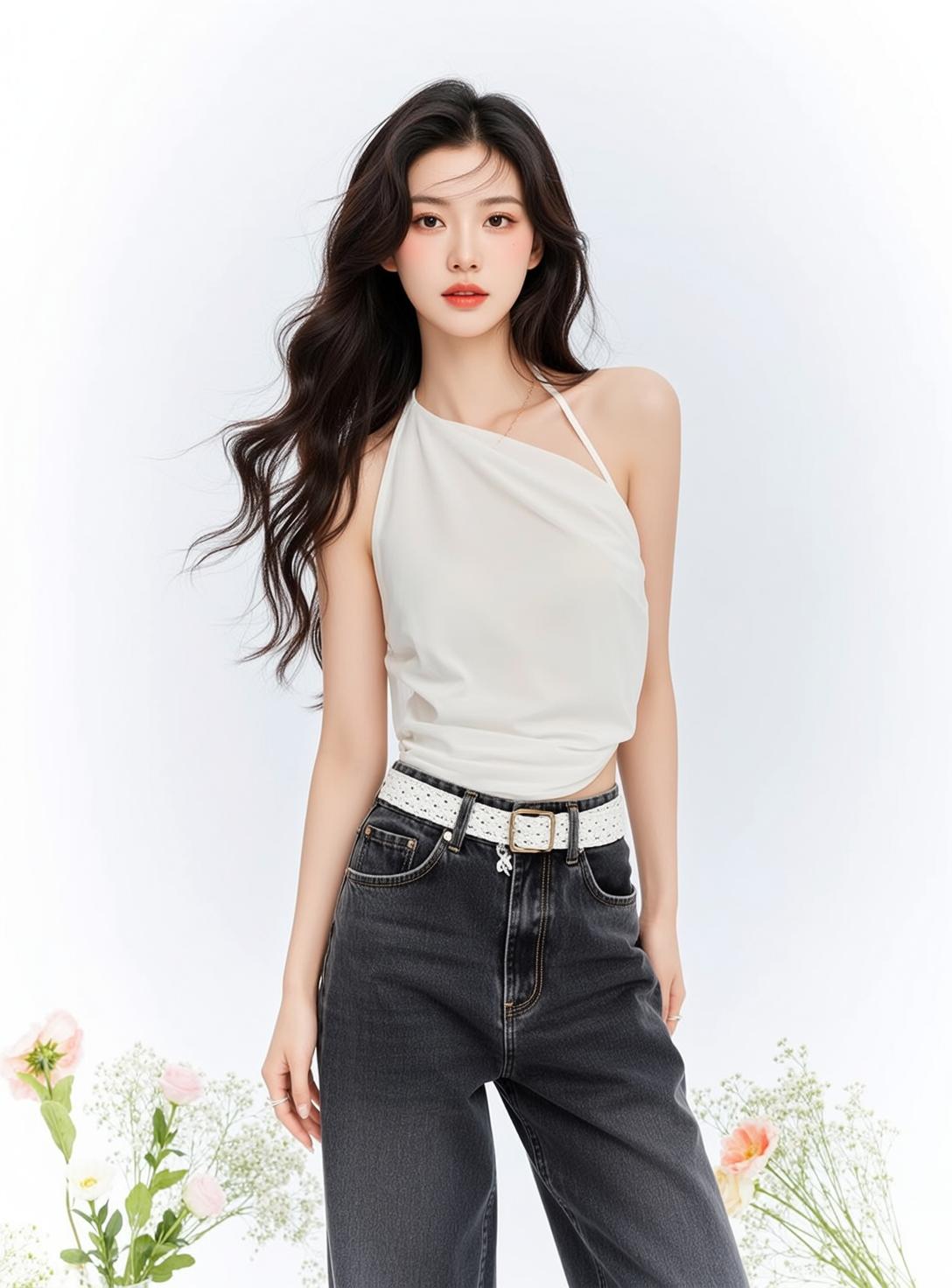 Balletcore Stands Facing Forward Her Shoulders Slightly