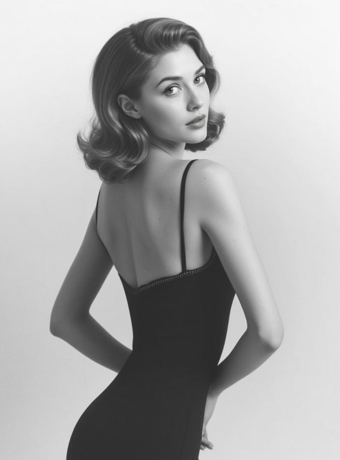 Black White Back View Portrait