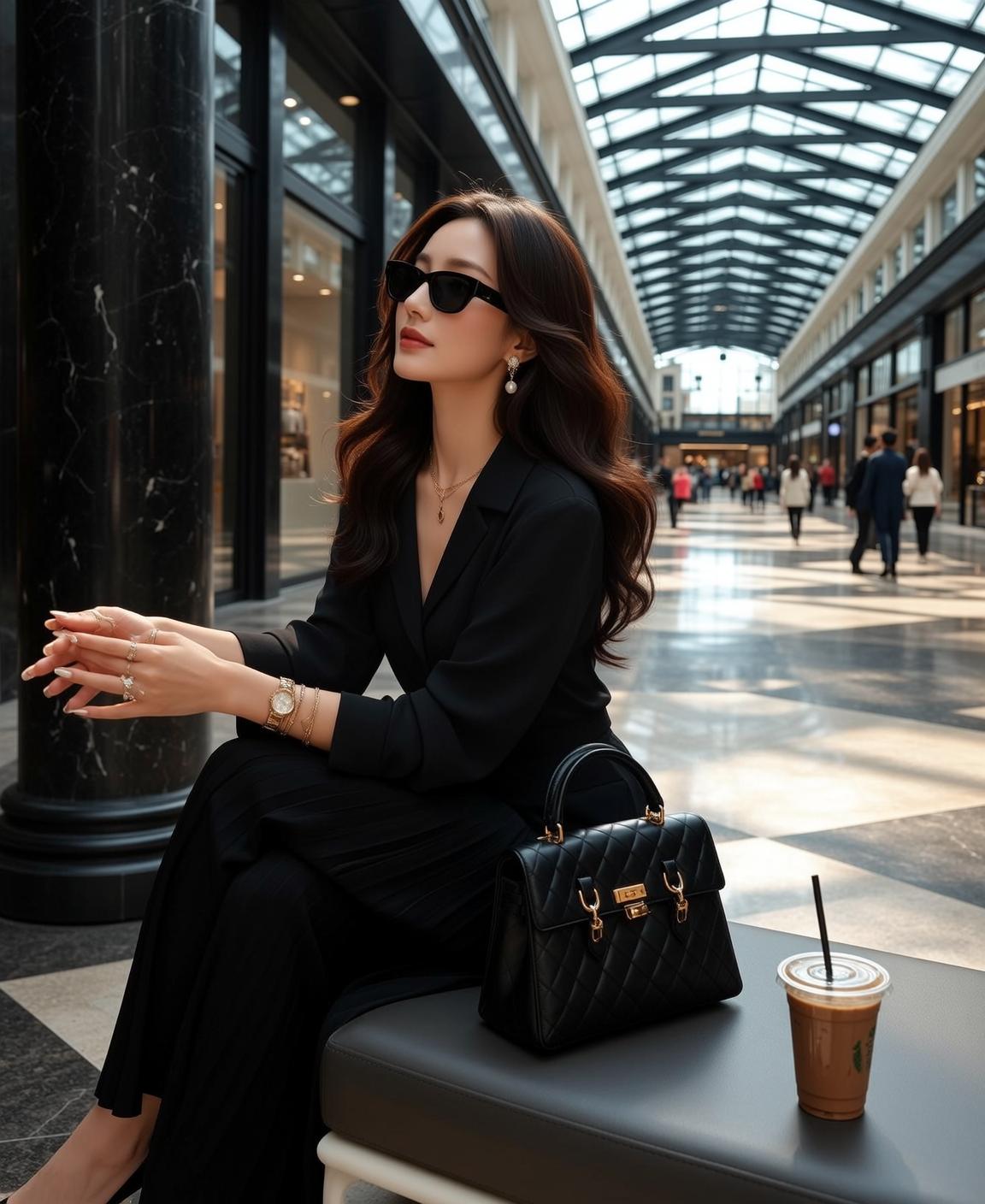Explore Seated Dark Bench Modern Well-lit Shopping