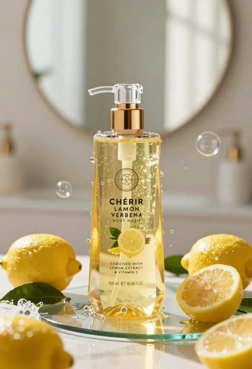 Luxurious Golden-yellow Body Wash Bottle With Crystal Pump Dispenser Stands