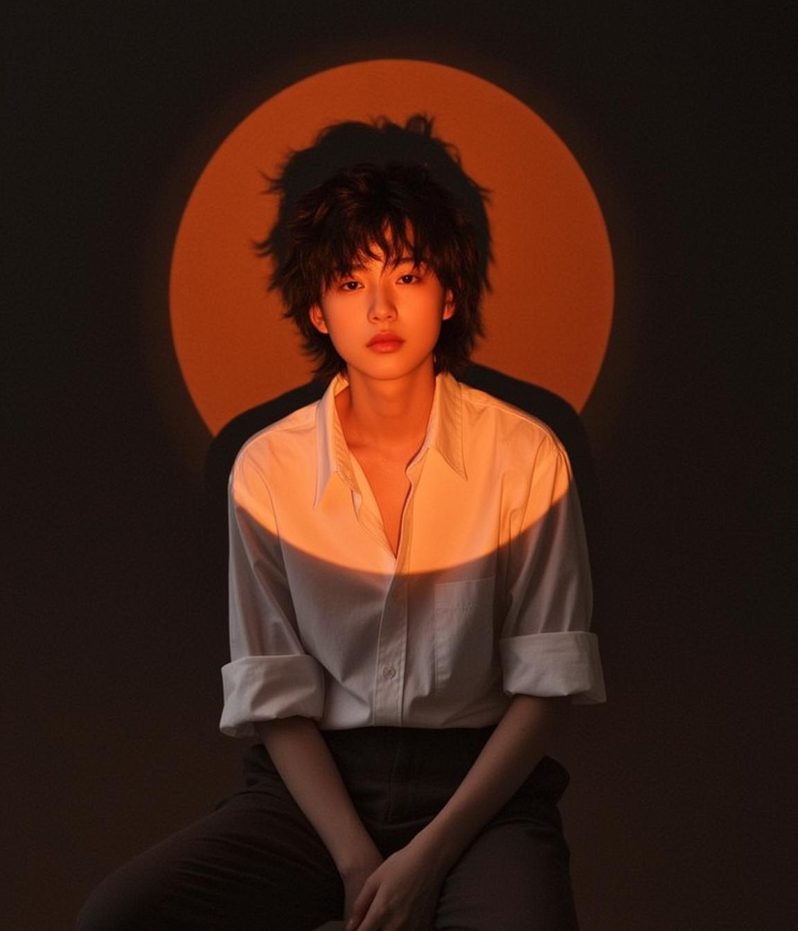 Orange Light Studio Chair Pose