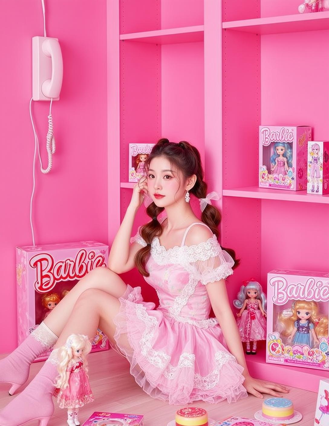 Pink Doll Room Floor Pose