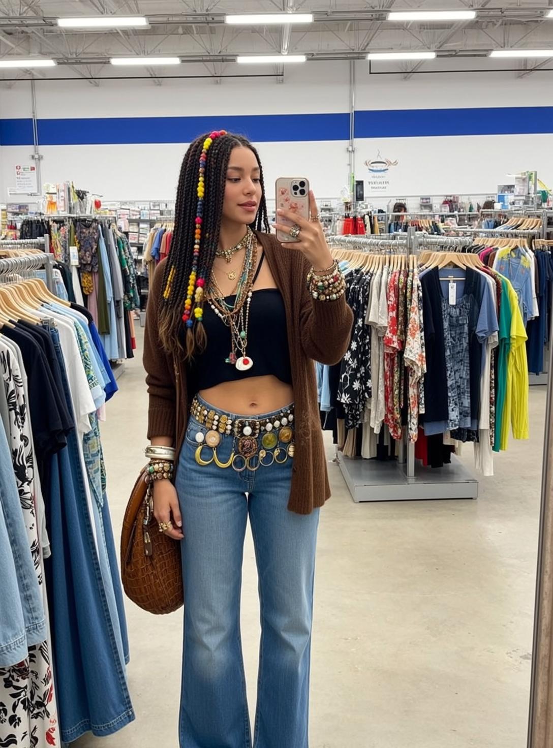 Thrift Store Braided Hair Coin Belt