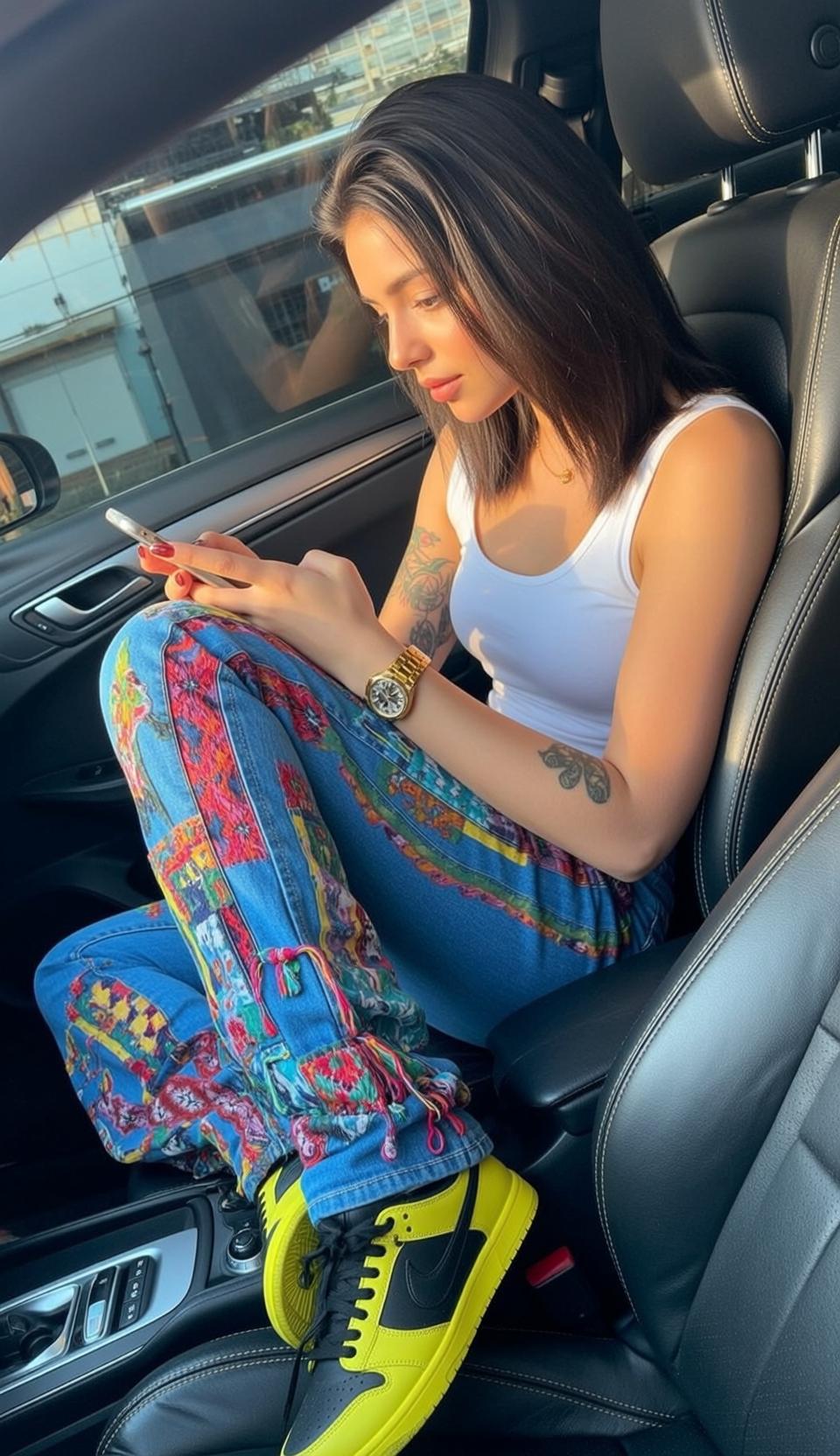 Phone In Car Portrait