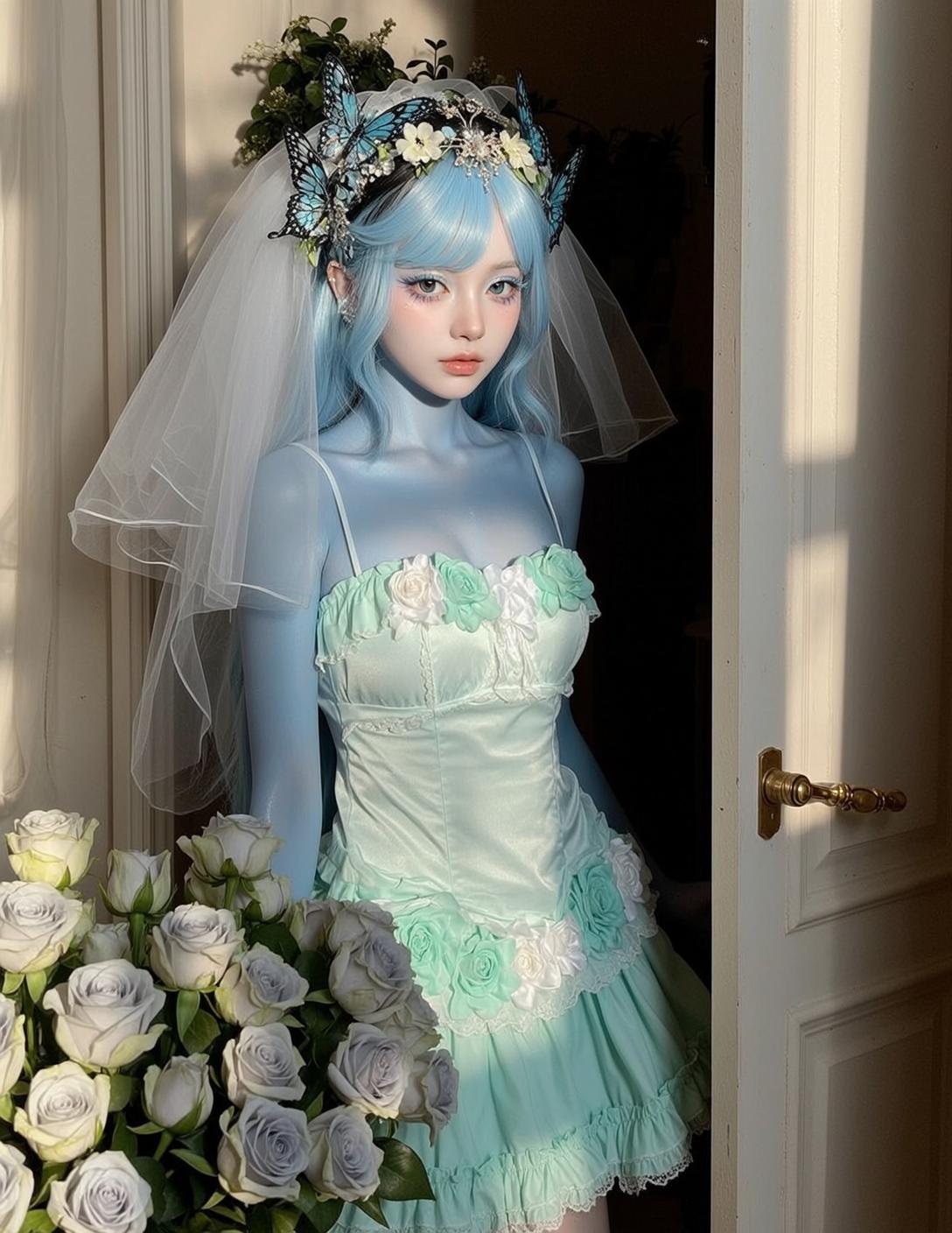 Halloween Makeup Young Pale Blue Skin Light