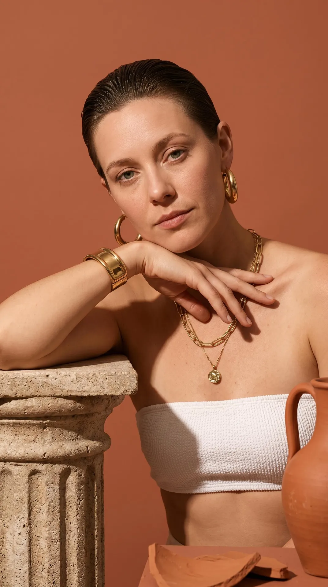 Earrings And Bracelets In Studio Portrait
