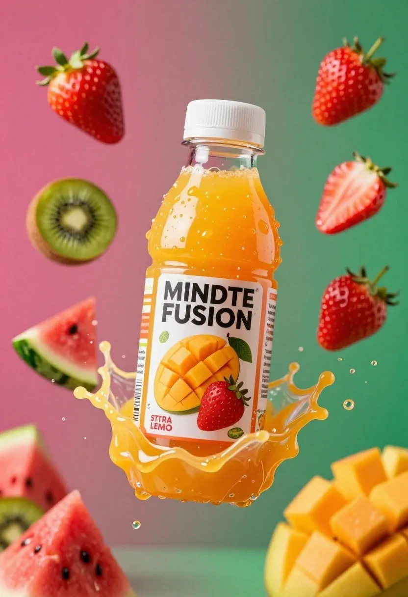 Plastic Bottle Orange Juice Exploding Vibrant Splash Fruit And Liquid