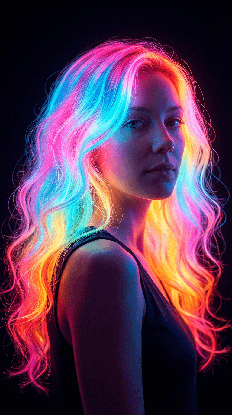 Rainbow Gradient Hair Profile Static Pose Dark Top