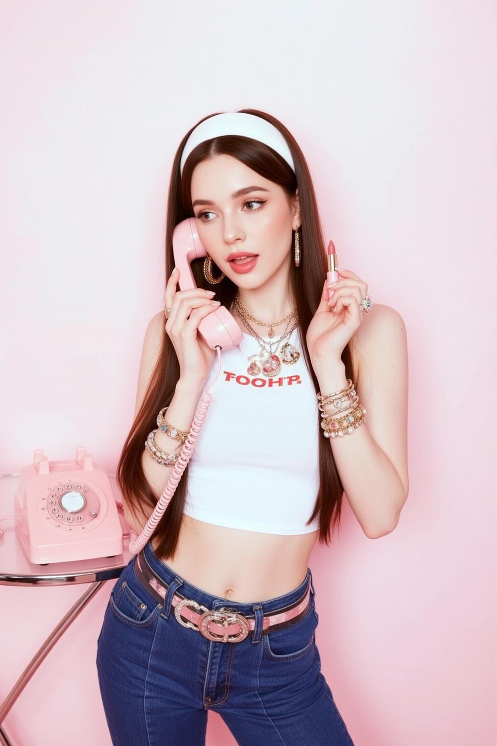 Pink Phone Lipstick Pose