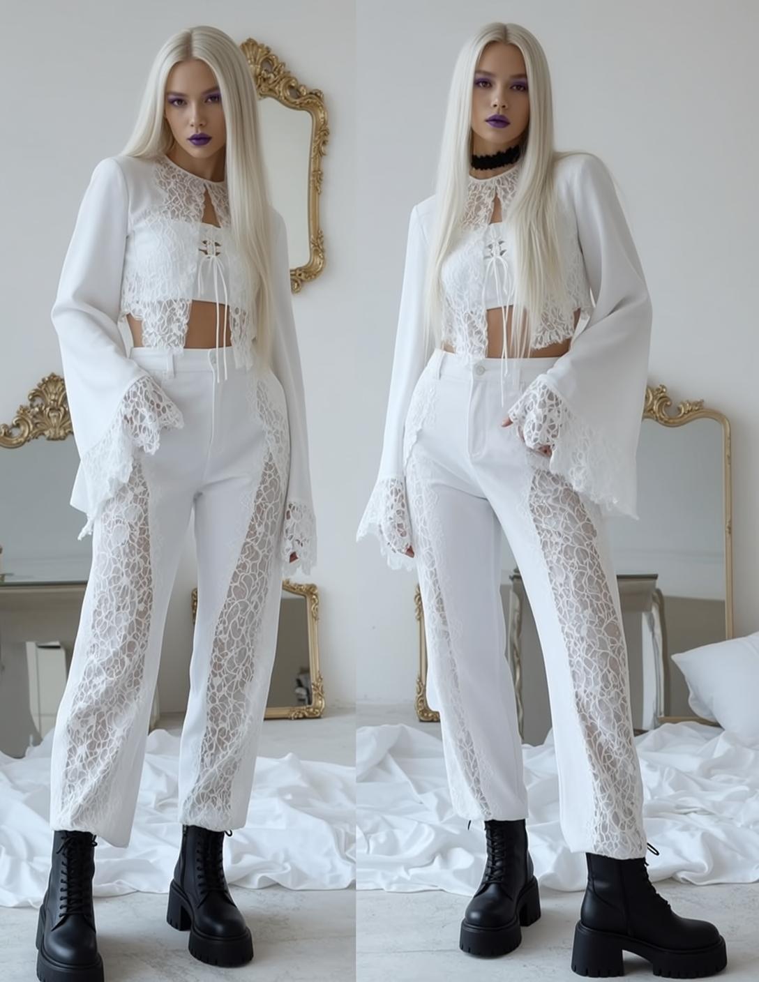 Balletcore Long Straight Platinum Blonde Fair White