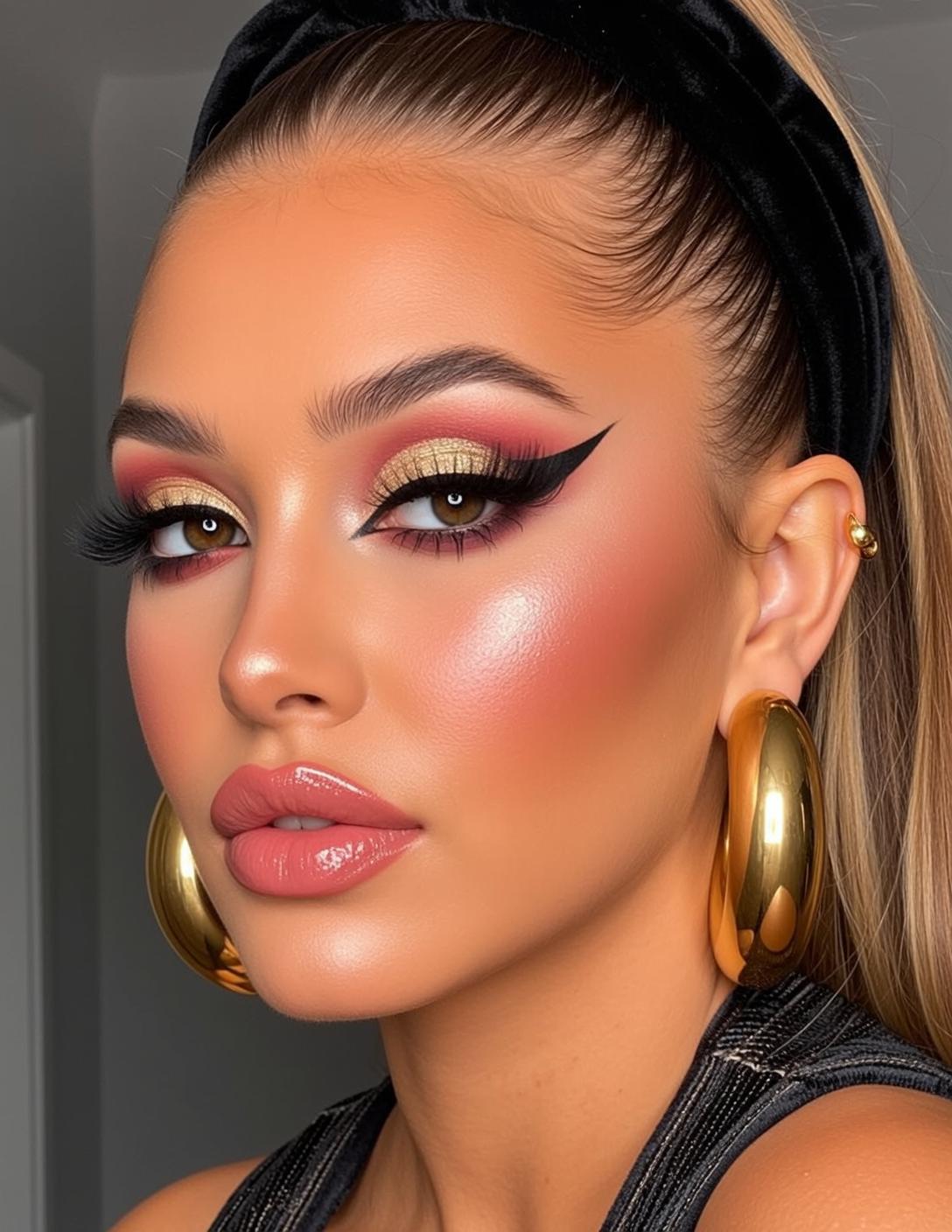 Makeup Shown Close-up Her Head Turned Slightly