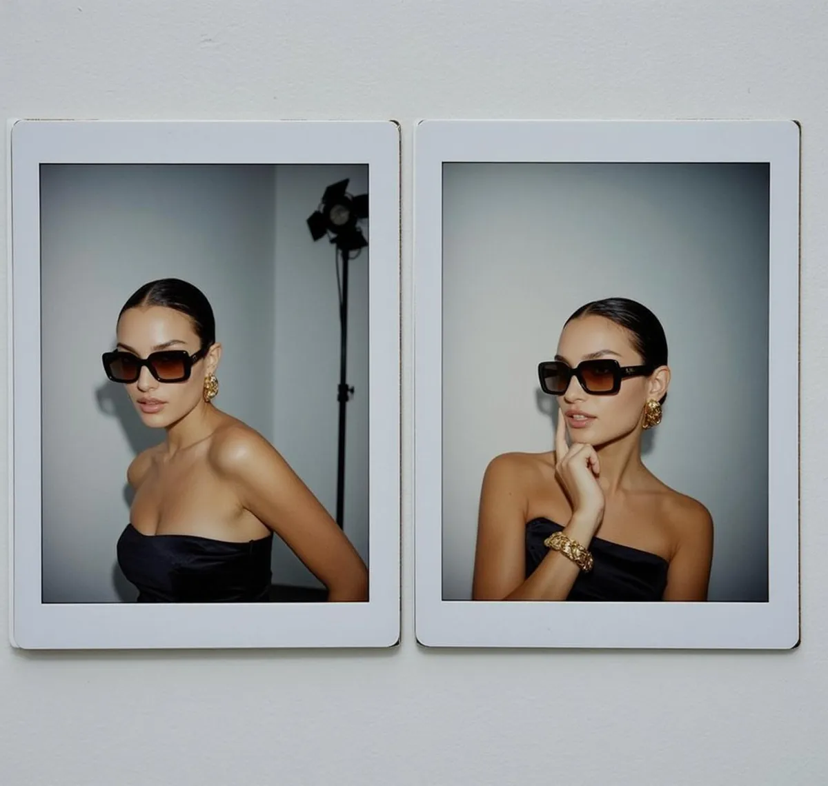 Sunglasses Earrings And Bracelets In Studio Portrait