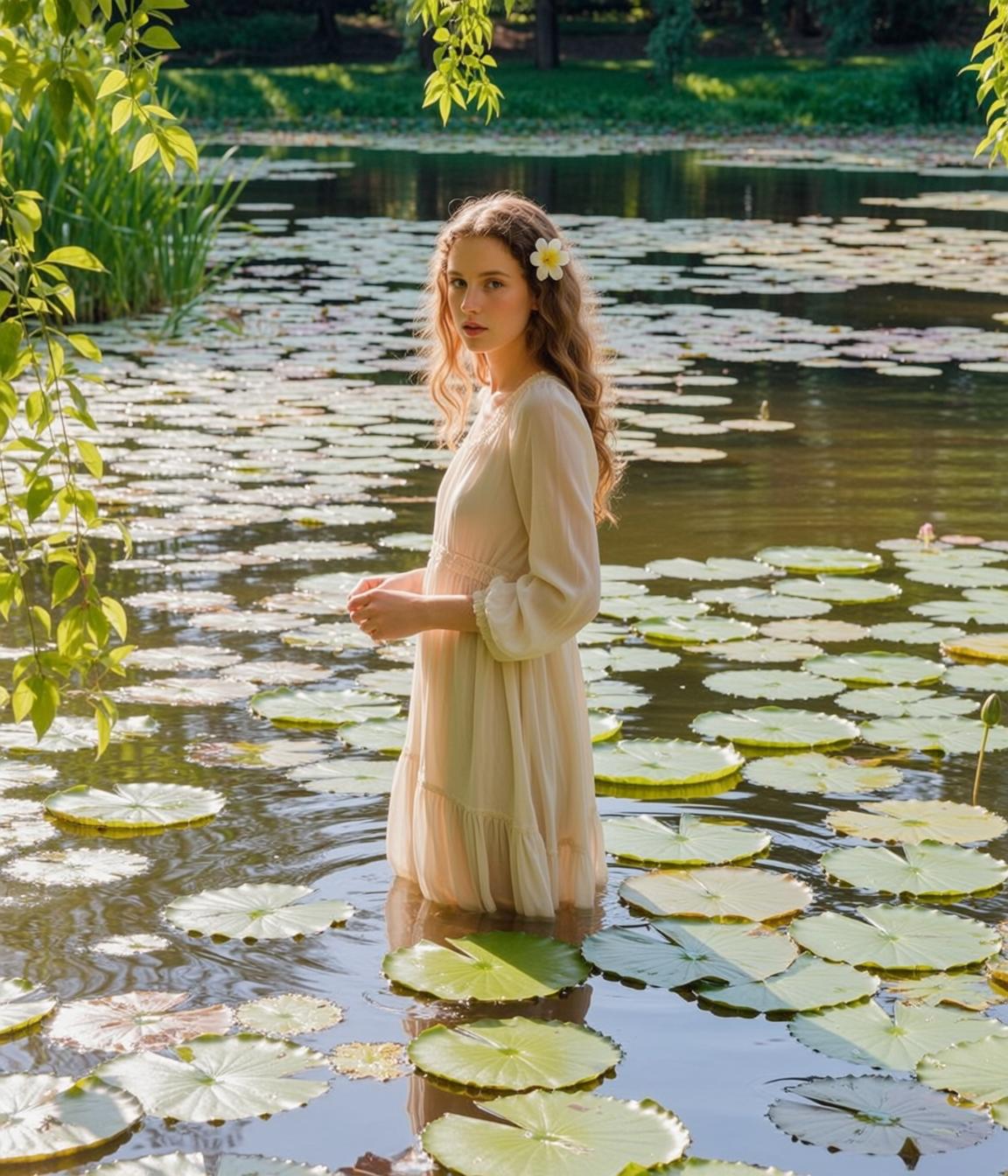 Cream Ruffled Dress by Lily Pond