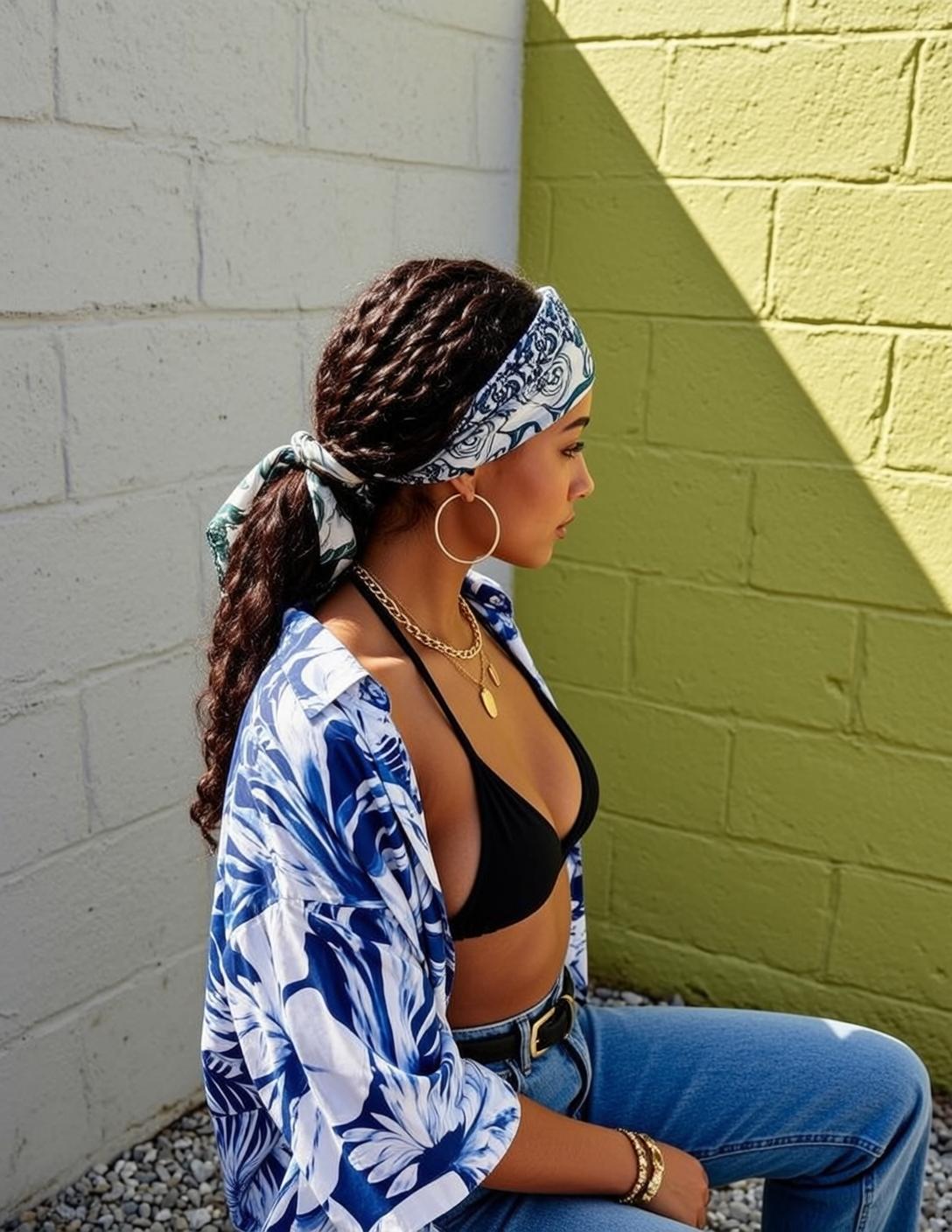 Blue Floral Shirt Jeans