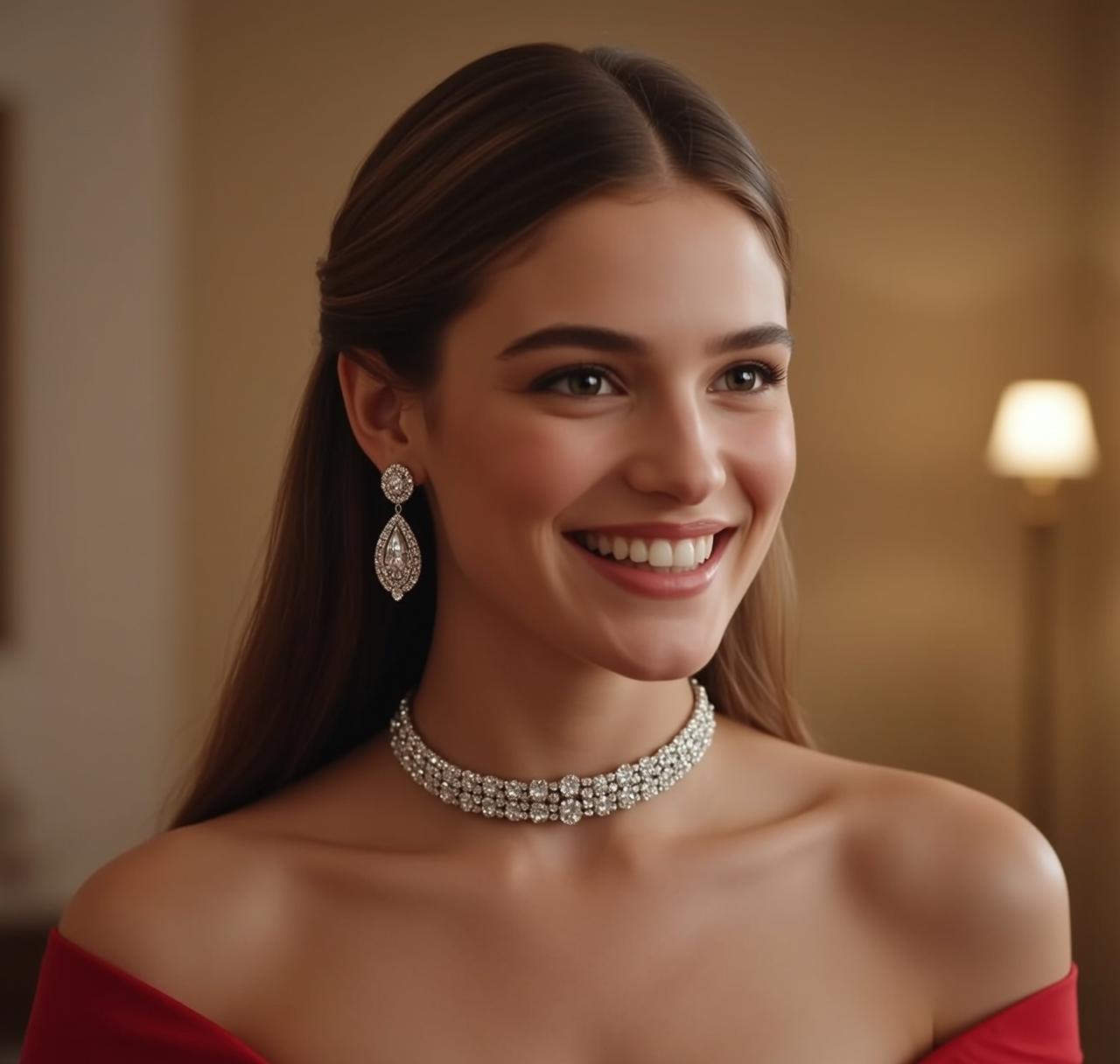 Red Satin Smile Portrait