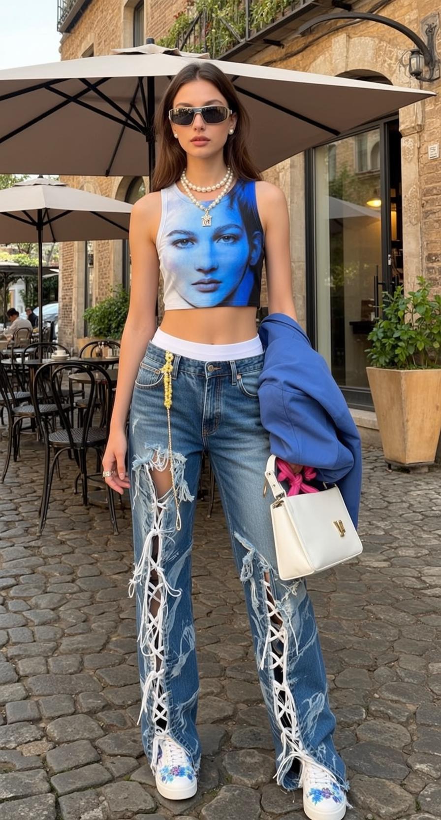 Baddie Stands Facing Her Weight Evenly Distributed